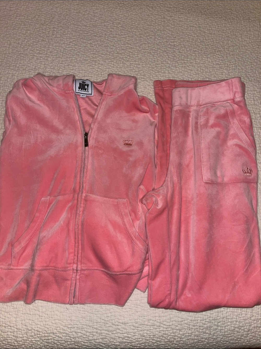 Juicy Couture Pink Velour Zip Hoodie & Joggers Set